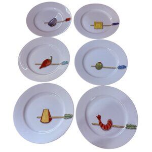 Nancy Green for Crate & Barrel Tidbits Appetizer Plates set of 6 6.5 inch snacks